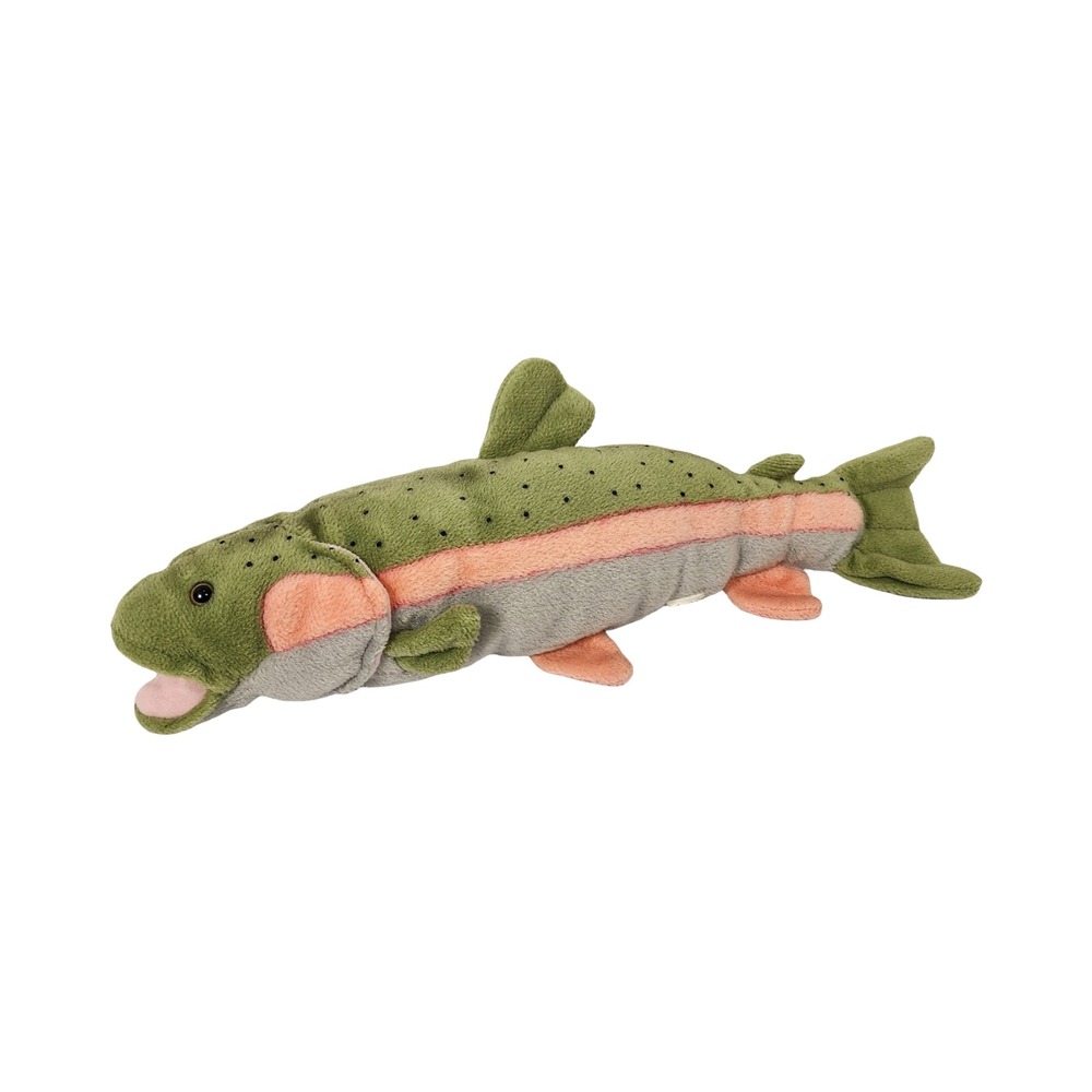 Plush Stuffed‎ Rainbow Trout Fish Toy Green Pink Gray Realistic Realistic